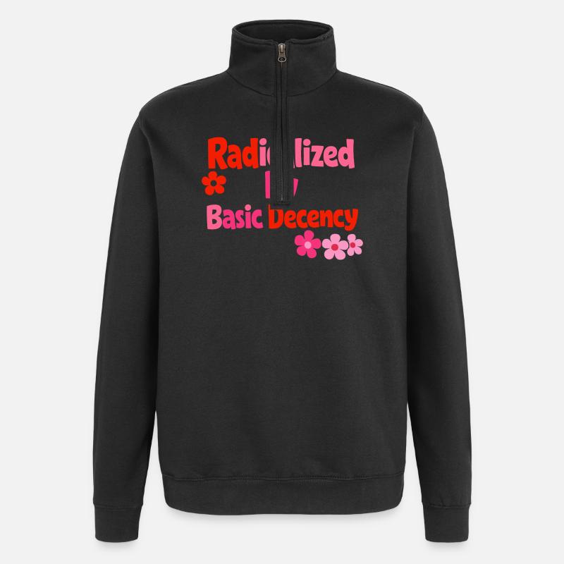 Radical Decency Retro Bloom - Quarter-Zip Sweatshirt - black