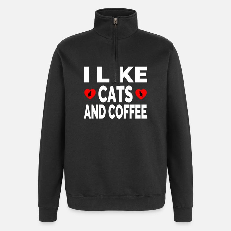 Katzen - Quarter-Zip-Sweatshirt - Schwarz
