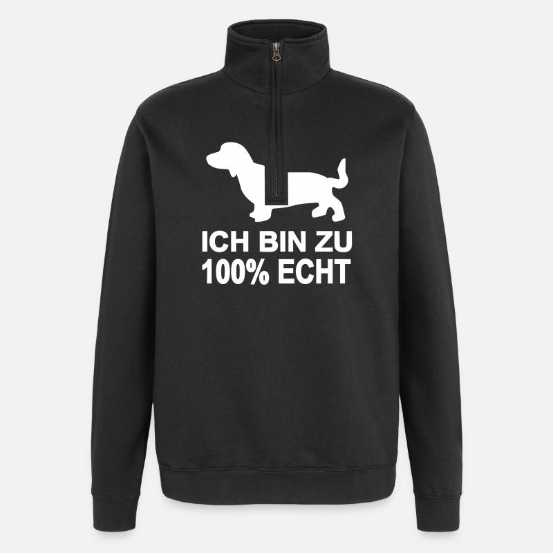 Dackel - Quarter-Zip-Sweatshirt - Schwarz