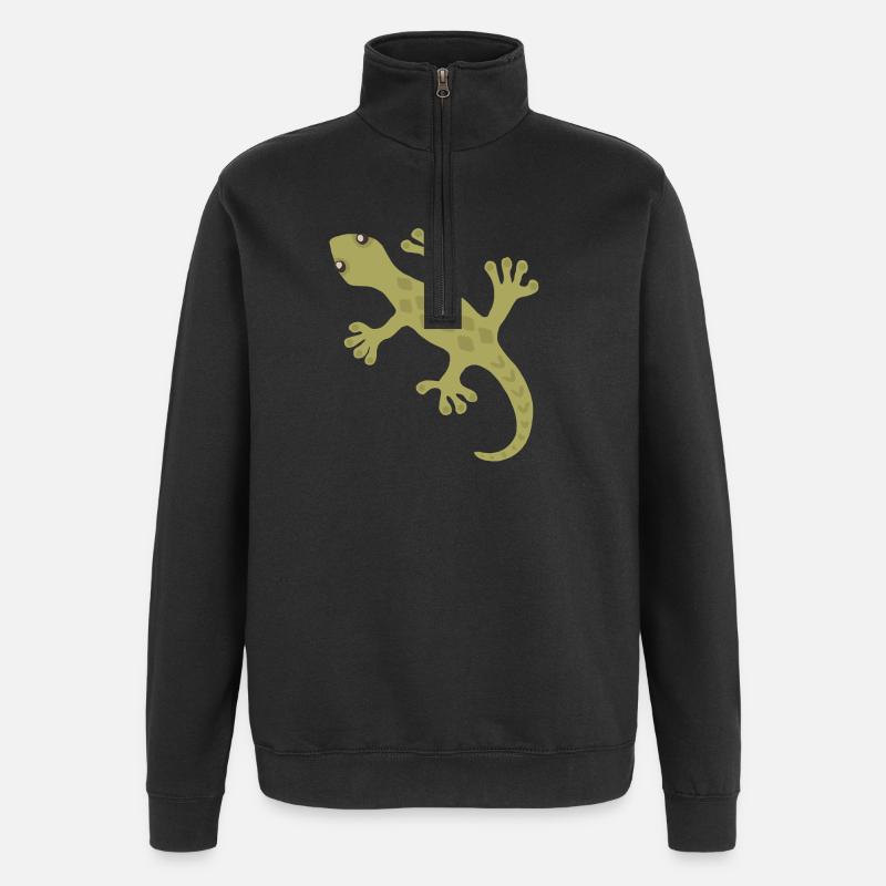 Motif de silhouette Gecko lime - Sweat à zip 1/4 - noir