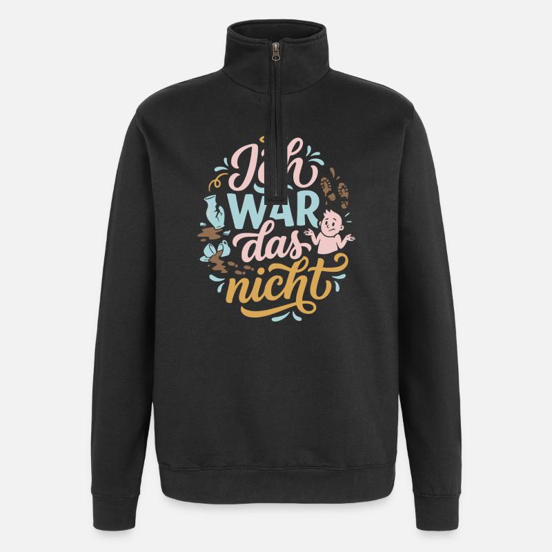 Ich war das nicht - Quarter-Zip-Sweatshirt - Schwarz