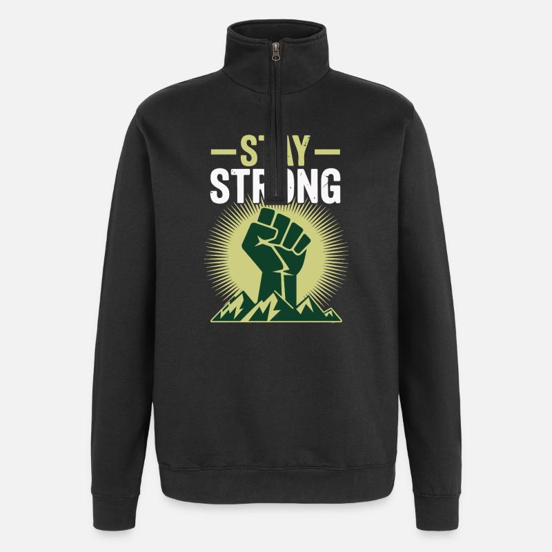 Stay Strong - Power Faust Mountains Design - Quarter-Zip Sweatshirt - black