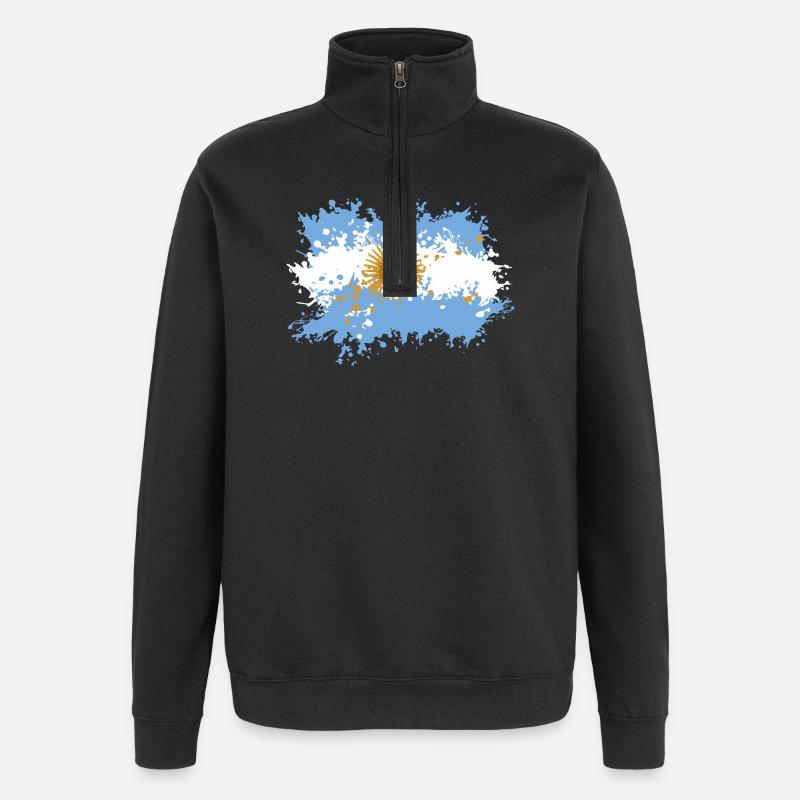 Éclaboussure du drapeau argentin - Sweat à zip 1/4 - noir