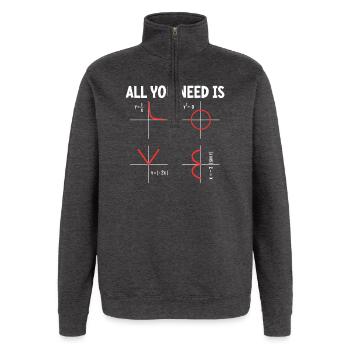 What part of don't you mess up math - Quarter-Zip Sweatshirt - charcoal grey - Front - AI Model Female 172 light (172cm) & AI Model Male 178 dark (178cm)