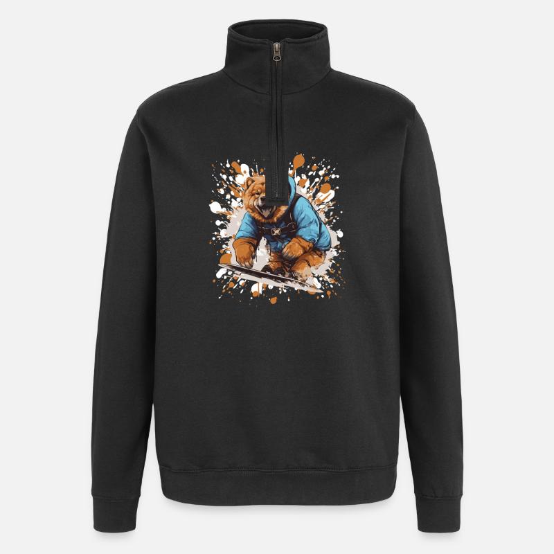 Chow Chow Hund Snowboard Sport - Quarter-Zip-Sweatshirt - Schwarz