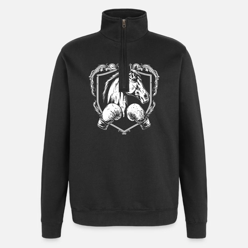 Pferd Boxen MMA - Quarter-Zip-Sweatshirt - Schwarz