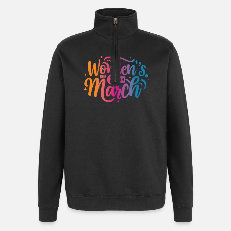 Giornata della Donna 8 marzo - Felpa con zip 1/4 - nero