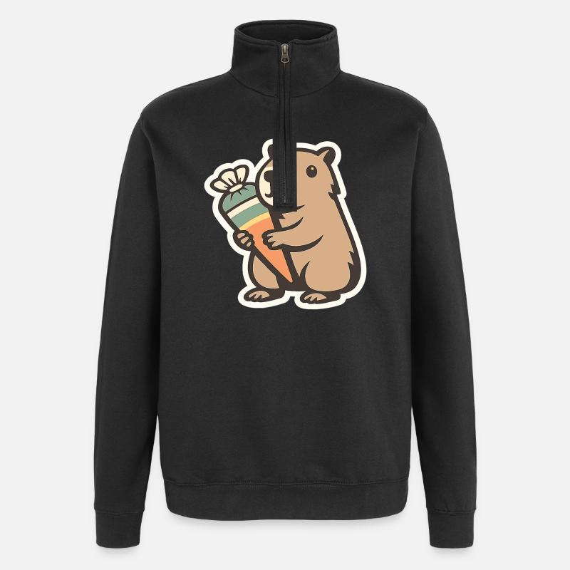 Capybara Schulkind – 1. Klasse - Quarter-Zip-Sweatshirt - Schwarz