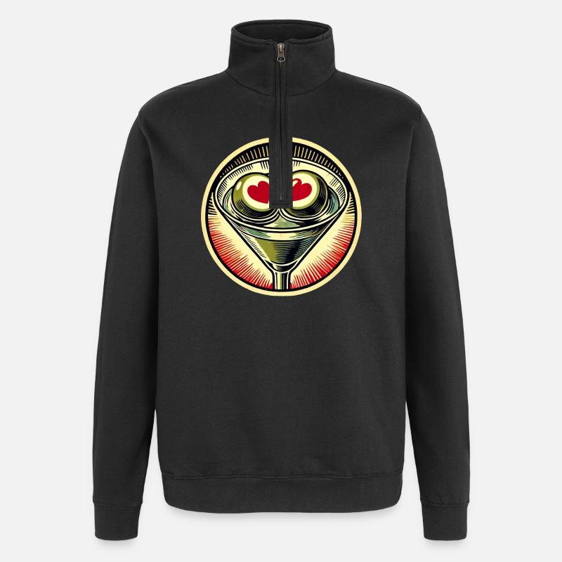 Heart Eyes Martini Retro - Quarter-Zip Sweatshirt - black