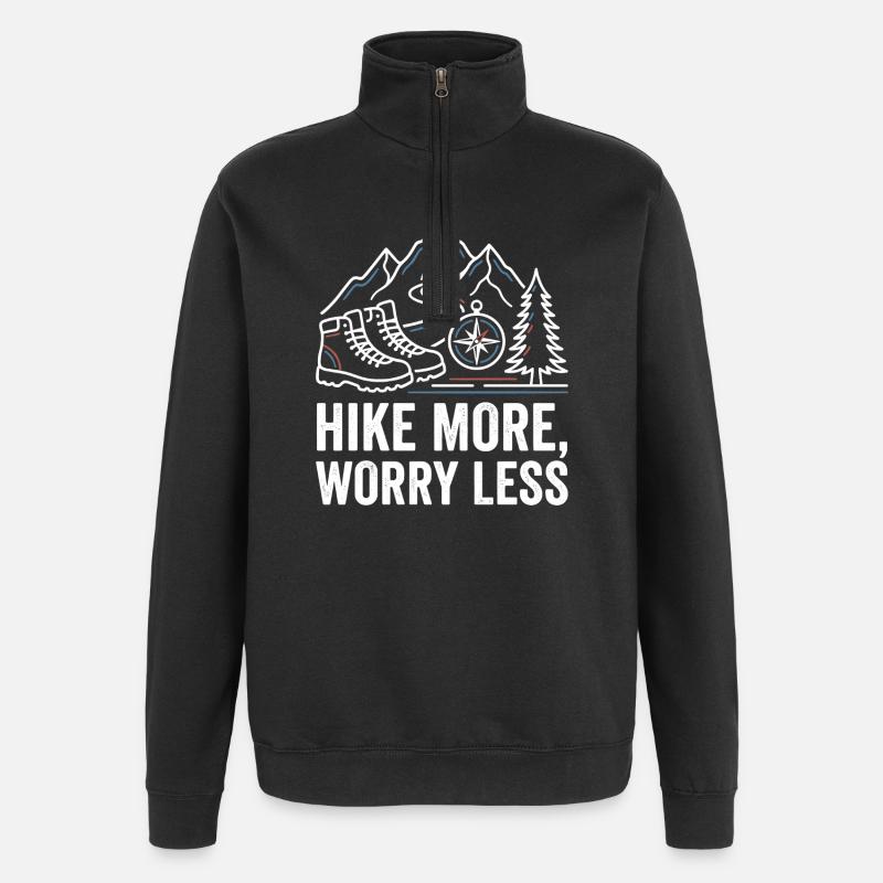 Marchez plus, inquiétez-vous moins - Sweat à zip 1/4 - noir