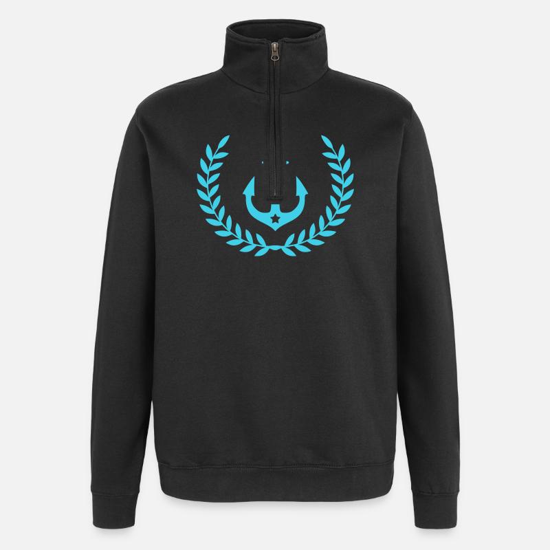 Ankerkrans Nautisk Emblem - Sweatshirt med 1/4 lynlås - sort