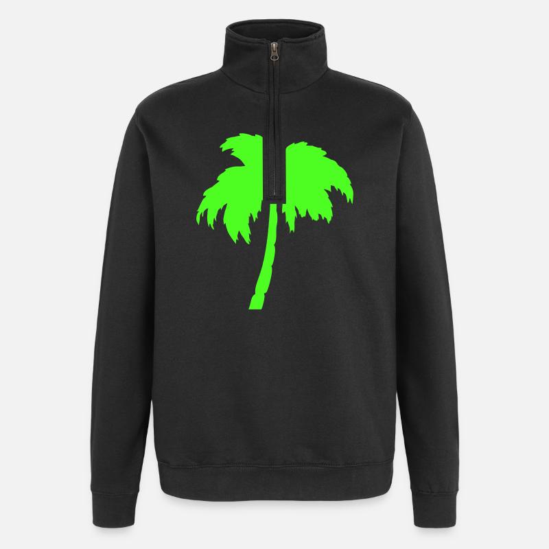 Neon palm tree silhouette on black - Quarter-Zip Sweatshirt - black
