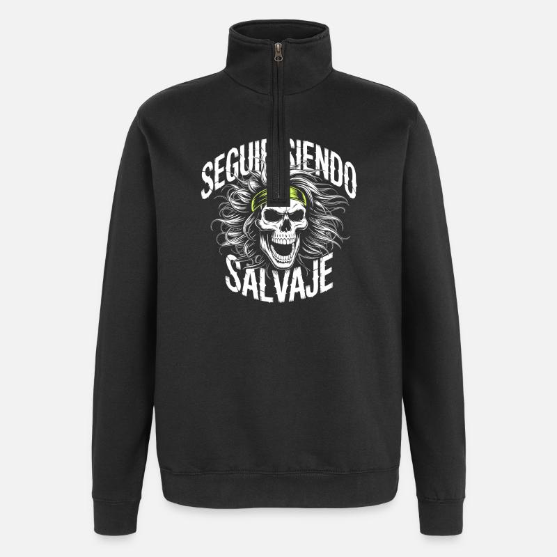 Wild trail in skull - Quarter-Zip Sweatshirt - black