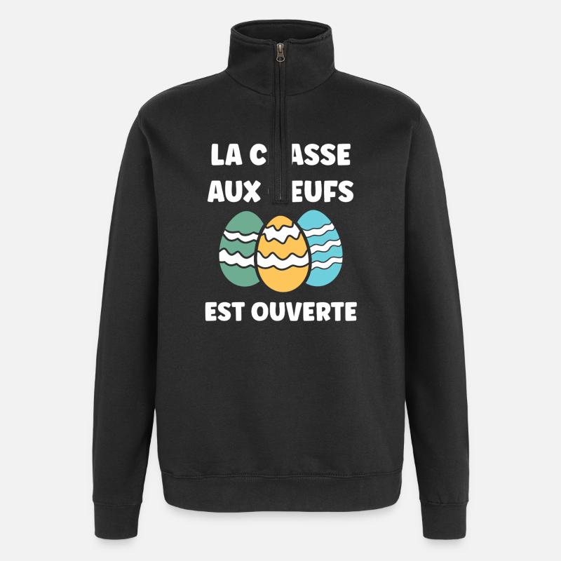 Easter egg hunt - Quarter-Zip Sweatshirt - black