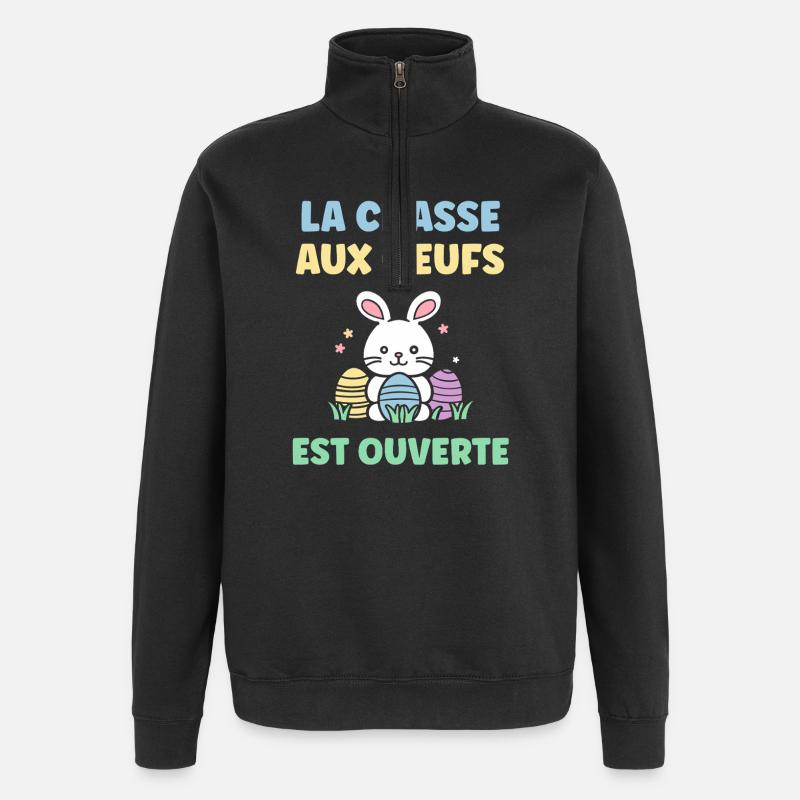 egg hunt - Quarter-Zip Sweatshirt - black