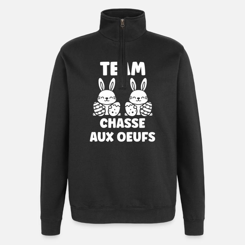 chasse aux oeufs - Sweat à zip 1/4 - noir