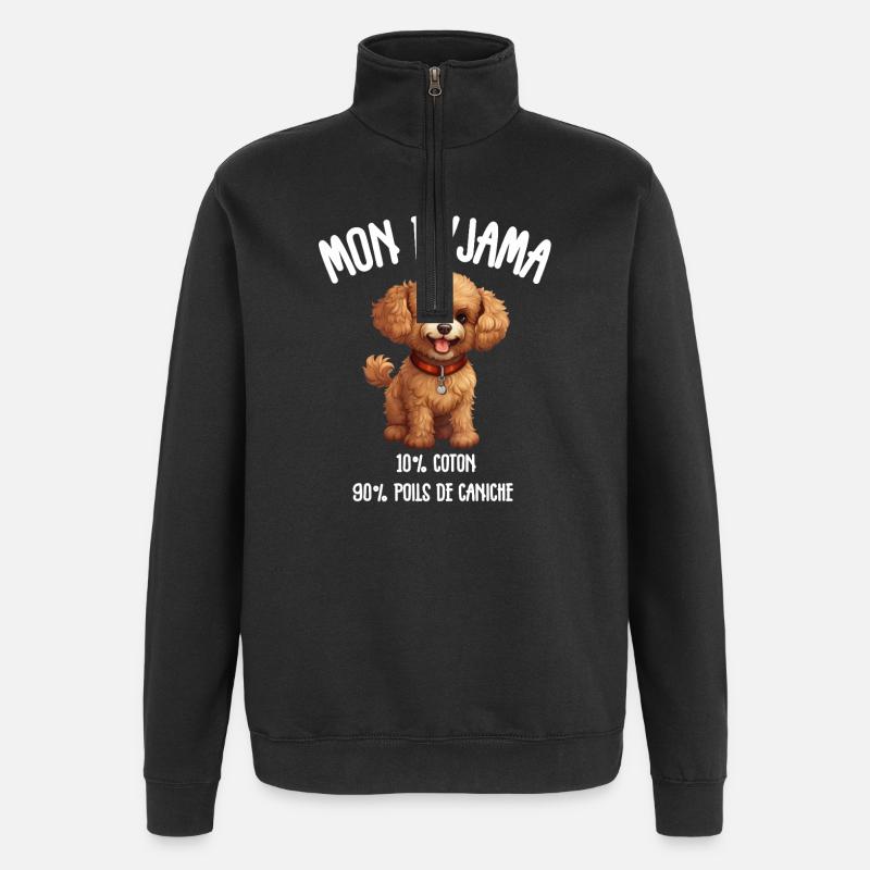 Pyjama Chien Caniche Humour - Sweat à zip 1/4 - noir