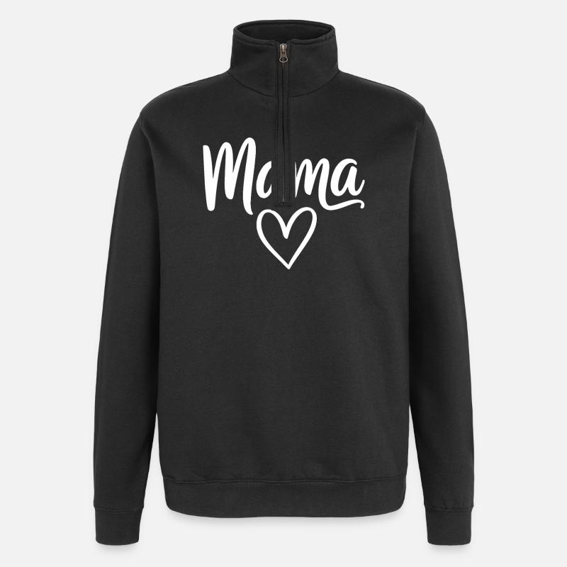 Mama Heart Script - Quarter-Zip Sweatshirt - black