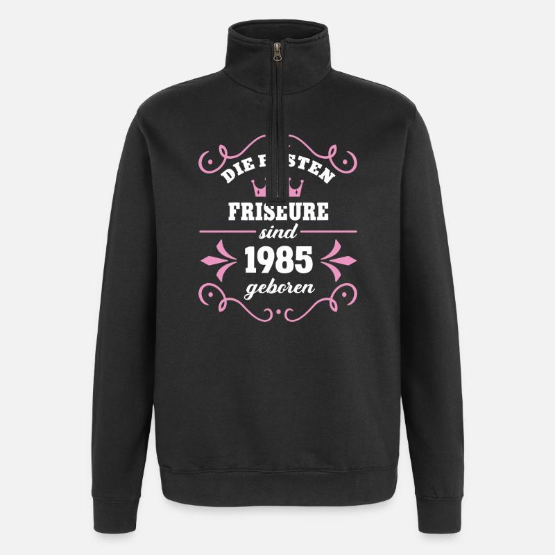 Anniversaire de coiffeur 1985 Coiffeur vintage - Sweat à zip 1/4 - noir