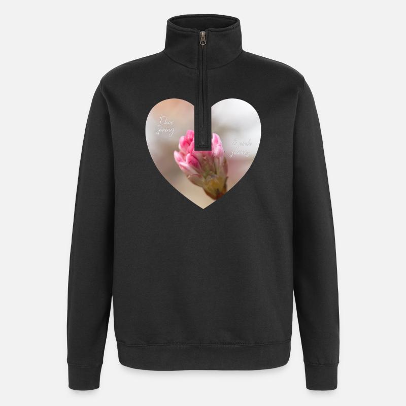 Frühlingsliebe ein pinkes Blütenherz - Quarter-Zip-Sweatshirt - Schwarz