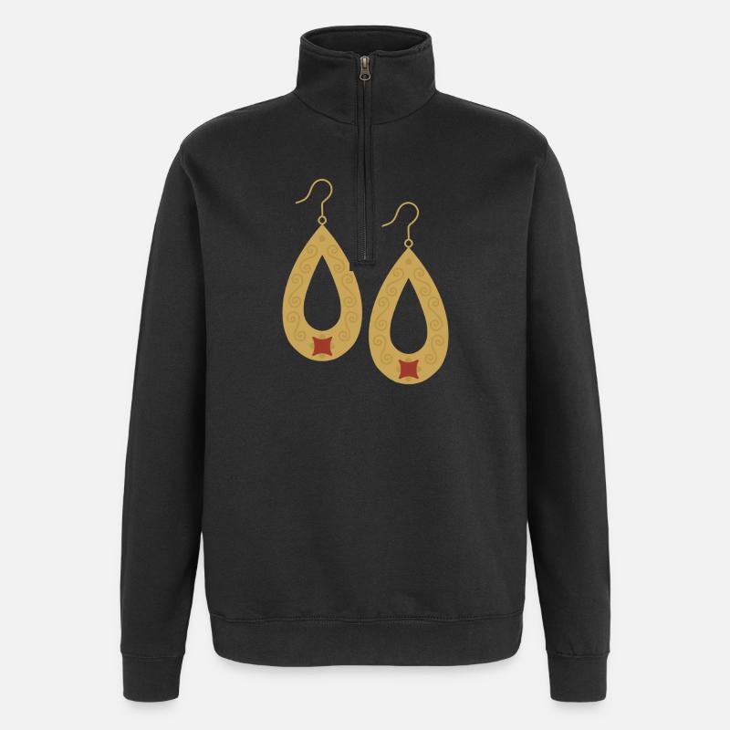 Boho-Tropfengold-Ohrringe - Quarter-Zip-Sweatshirt - Schwarz