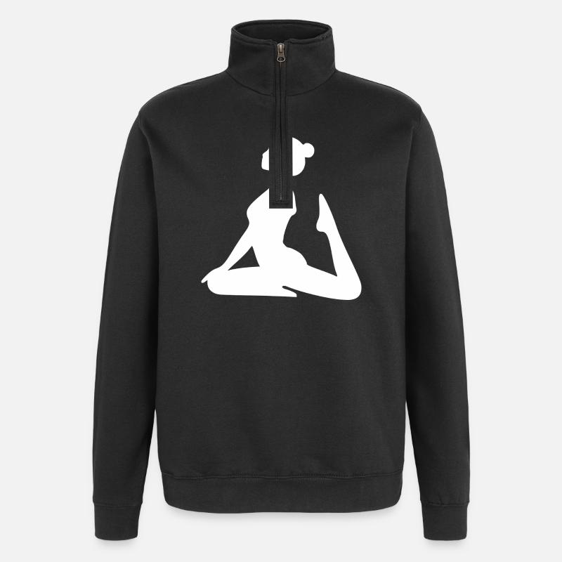 Yoga Forms Silhouettes White - Quarter-Zip Sweatshirt - black