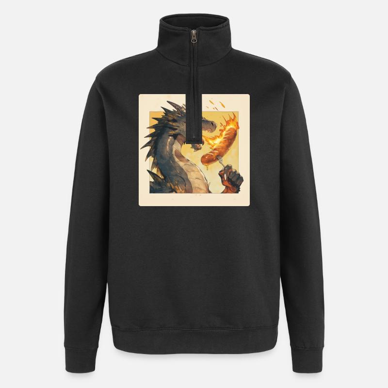 Dragegriller bratwurst - Sweatshirt med 1/4 lynlås - sort