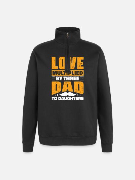 Dad father of three girls daughters - Quarter-Zip Sweatshirt - black