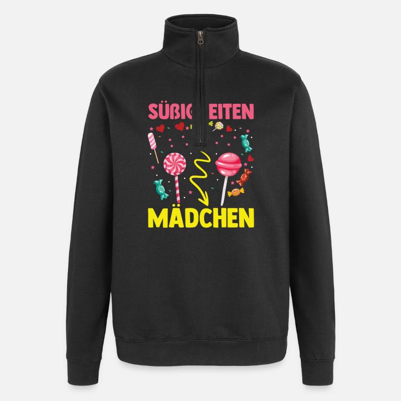 Fille mignonne gourmande par les sucreries - Sweat à zip 1/4 - noir
