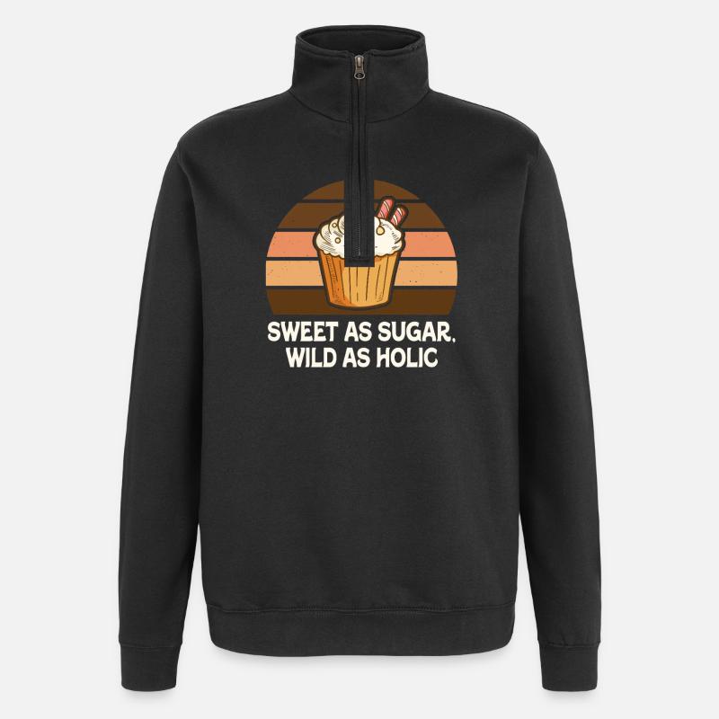 Süßer Cupcake-Retro-Sonnenuntergangsglanz - Quarter-Zip-Sweatshirt - Schwarz