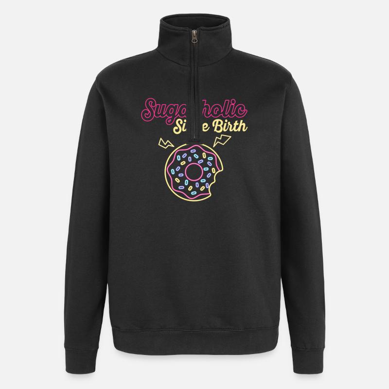 Neon Sugar Donut Since Birth - Quarter-Zip Sweatshirt - black