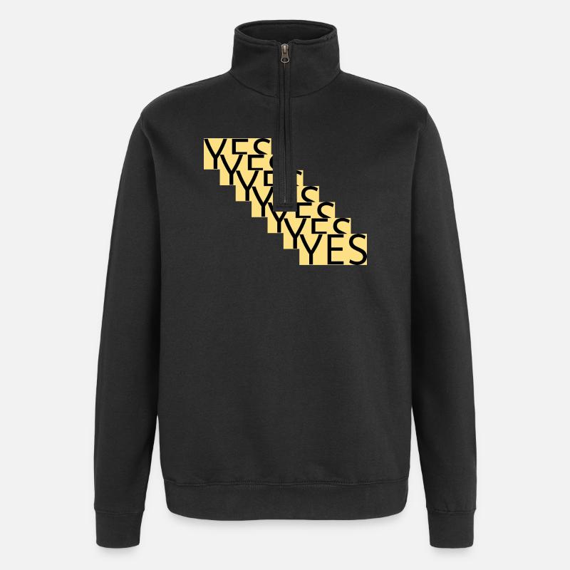 YES – Step statement in gold - Quarter-Zip Sweatshirt - black