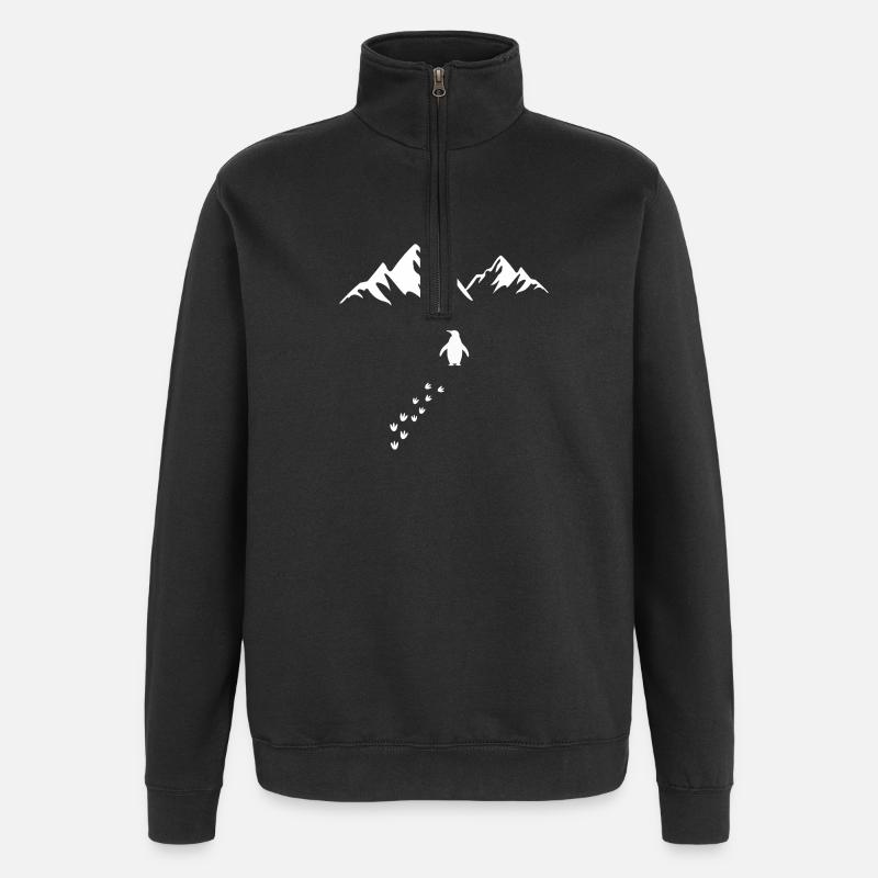 Pingouin solitaire seul - Sweat à zip 1/4 - noir