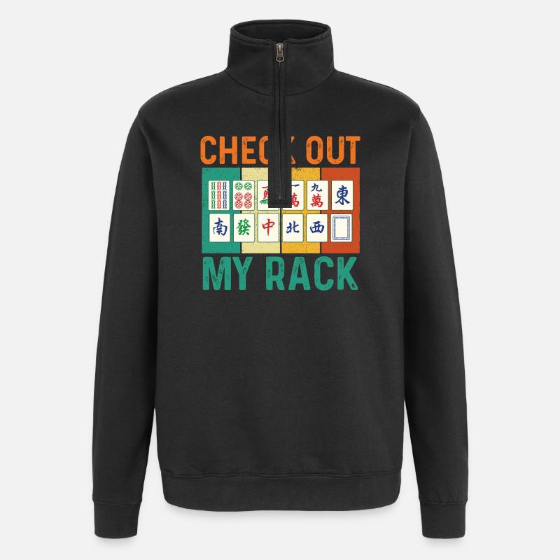 Schau dir meine Rack-Mahjong-Spielerplättchen an - Quarter-Zip-Sweatshirt - Schwarz
