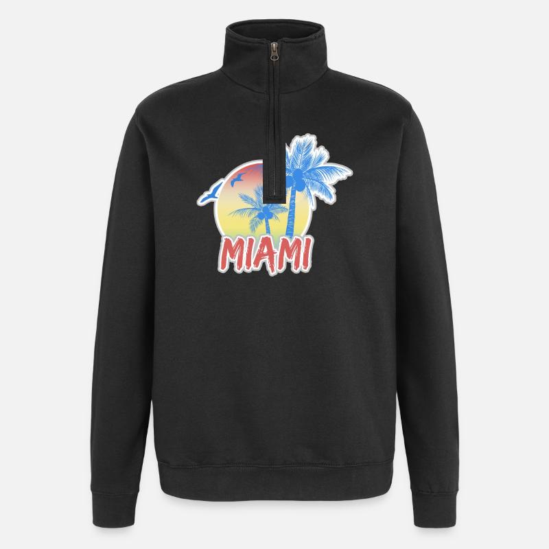 Miami Beach - Sweat à zip 1/4 - noir