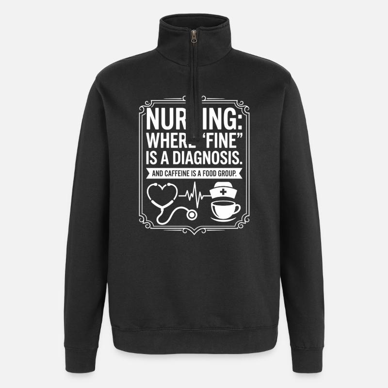 Pflegewitz Kaffee ist Nahrungsgruppe - Quarter-Zip-Sweatshirt - Schwarz