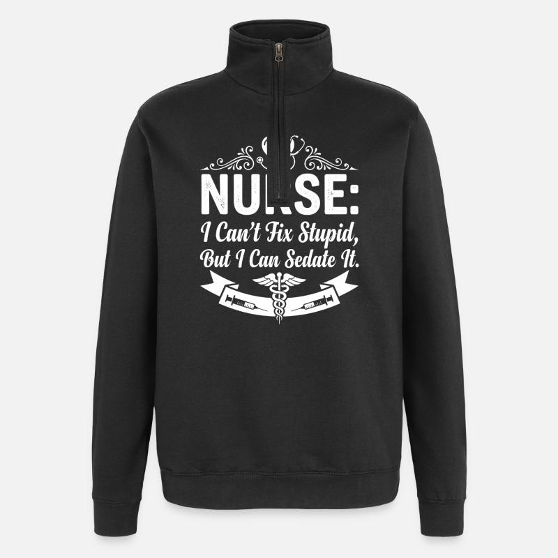 Krankenschwester Spruch Sedieren - Quarter-Zip-Sweatshirt - Schwarz