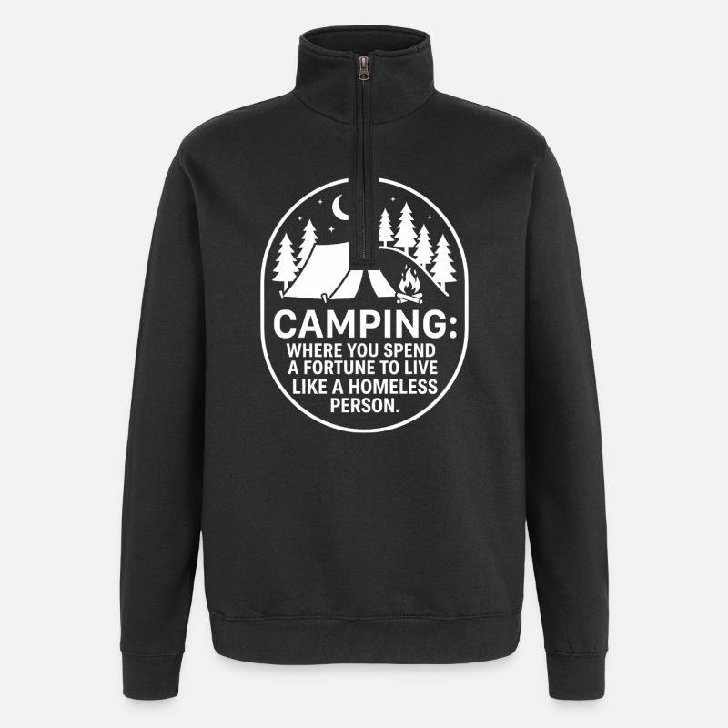 Camping Humor: Campfire Silhouette - Quarter-Zip Sweatshirt - black