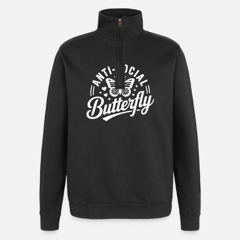 Antisoziales Schmetterlingslogo - Quarter-Zip-Sweatshirt - Schwarz