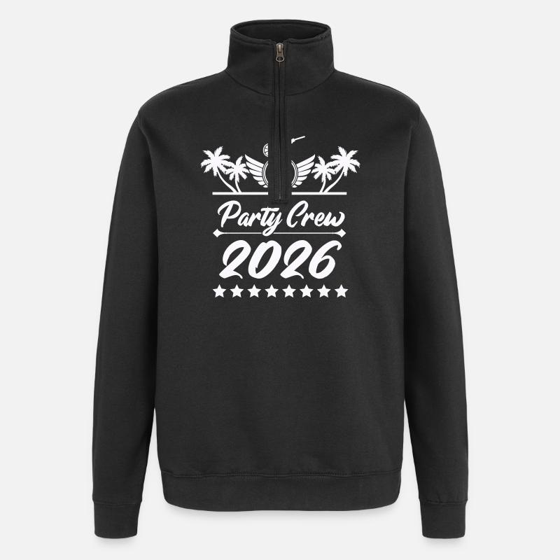 Party Crew 2026 Palm Trees - Quarter-Zip Sweatshirt - black