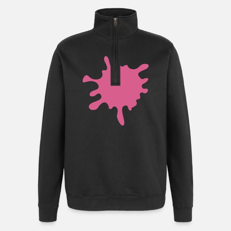 Pink Paint Splash - Sweatshirt med 1/4 lynlås - sort