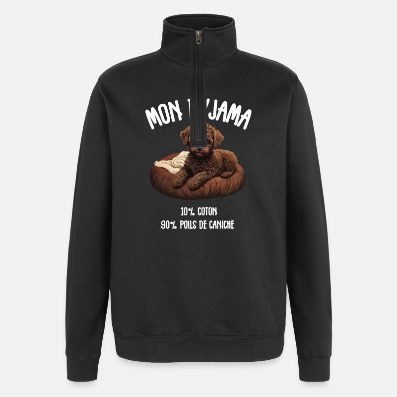 Pyjama Chien Caniche Humour - Sweat à zip 1/4 - noir