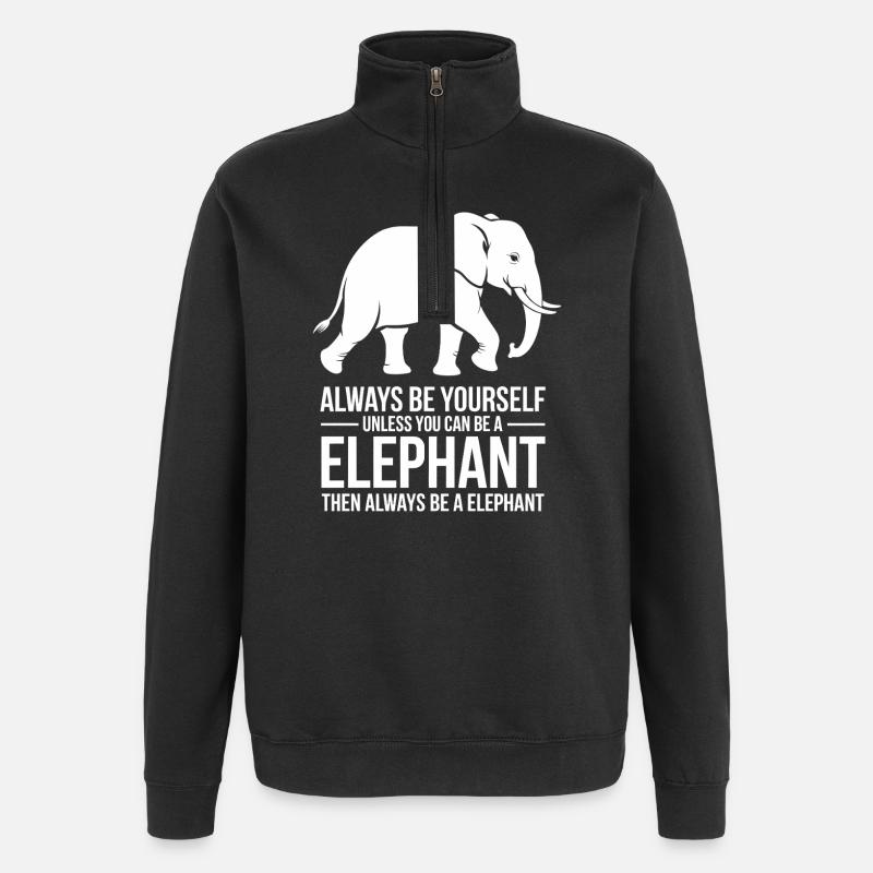 Drôles de Dits d’Éléphant Cadeau Éléphant - Sweat à zip 1/4 - noir