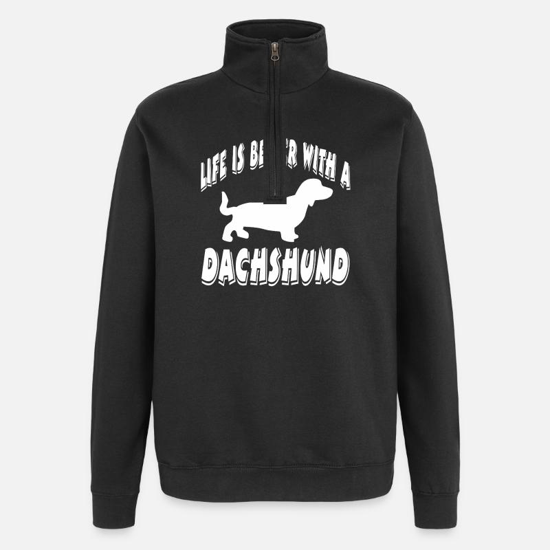 Dackel - Quarter-Zip-Sweatshirt - Schwarz