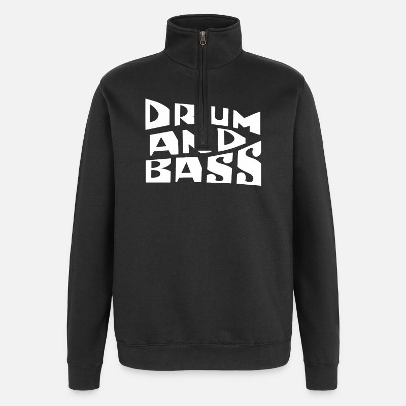 Drum and Bass Typographie audacieuse - Sweat à zip 1/4 - noir