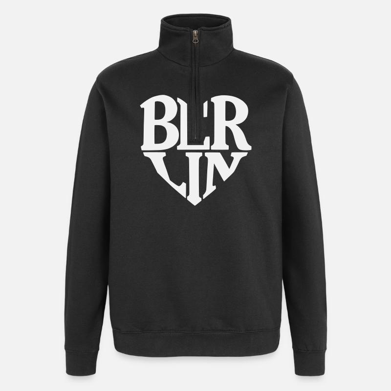 Berlin Herzschrift Logo - Quarter-Zip-Sweatshirt - Schwarz