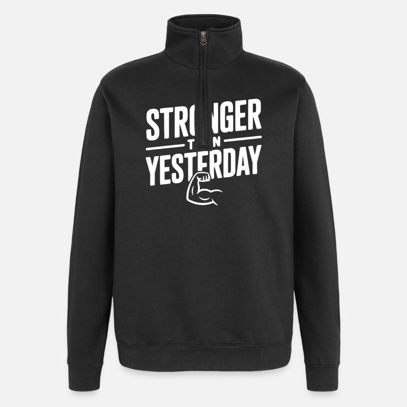 Stronger than Yesterday - Quarter-Zip Sweatshirt - black