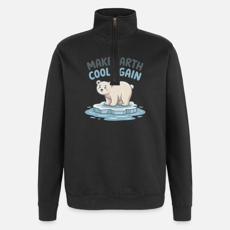 Make Earth Cool Again - Quarter-Zip Sweatshirt - black