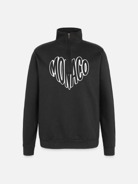 Monaco Lettering Retro Typo - Quarter-Zip Sweatshirt - black