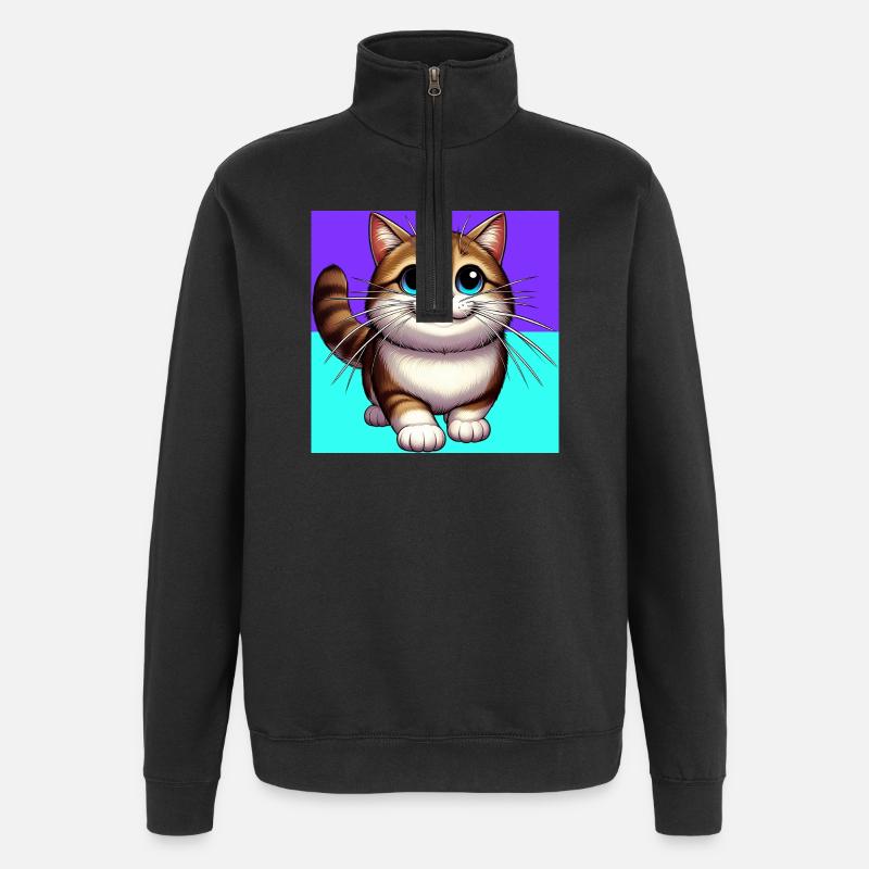 chat - Sweat à zip 1/4 - noir